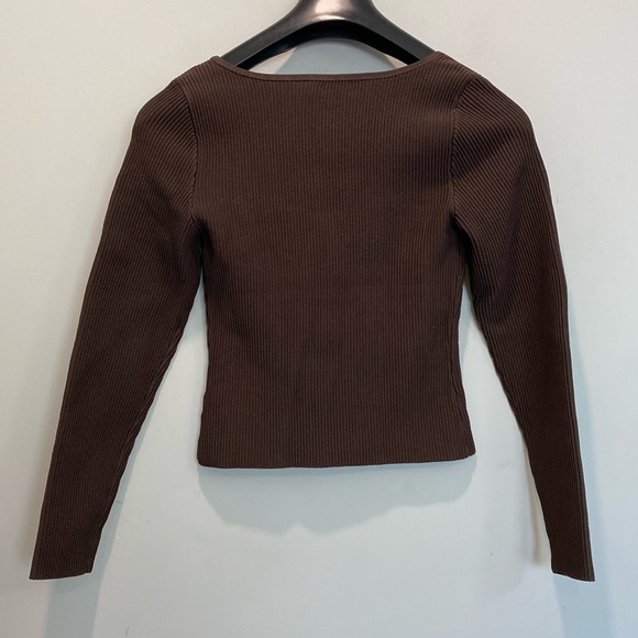 Babaton Long sleeve Top Ribbed Brown Size medium - Picture 4 of 11